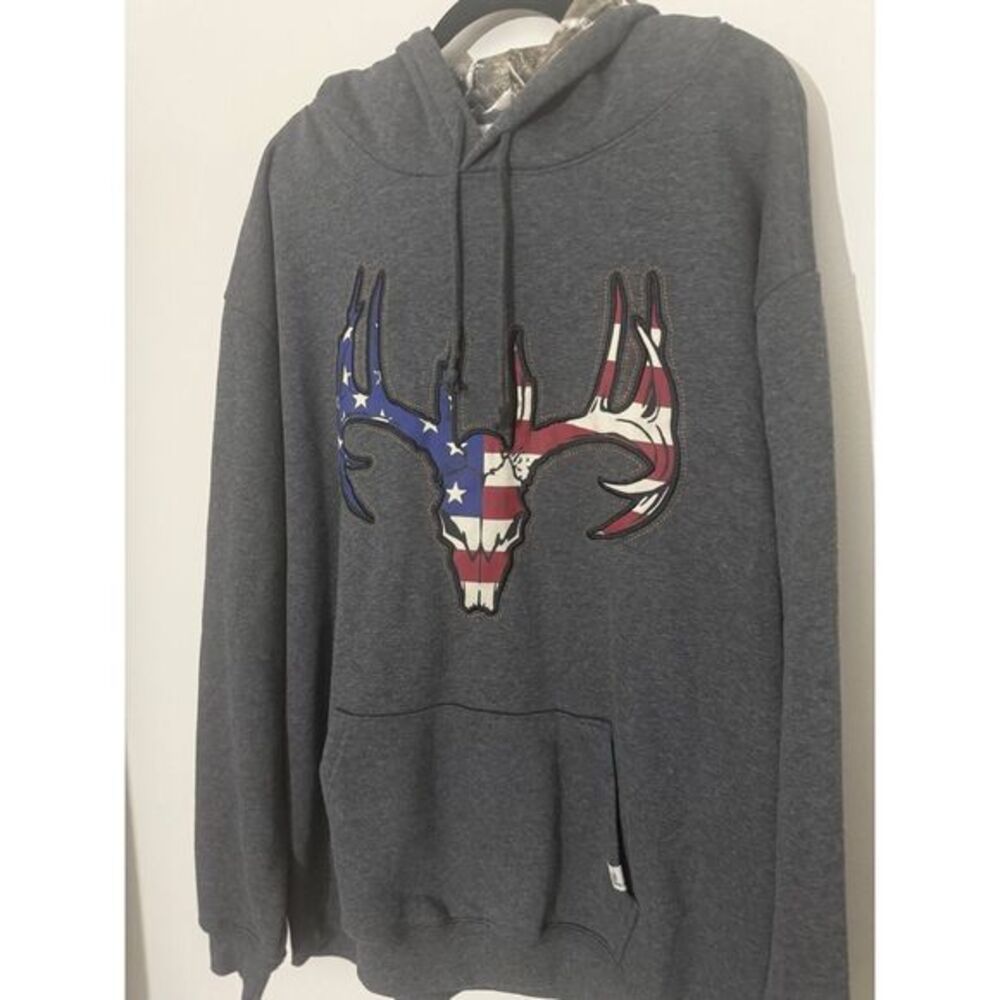 Buck Wear American Flag Deer Skull Patriotic Hunting Hoodie Sweatshirt